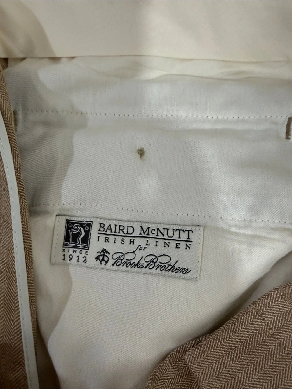 Brooks Brothers 1818 Fitzgerald Linen Dress Pants Tan Cuffed W38 Classic Fit